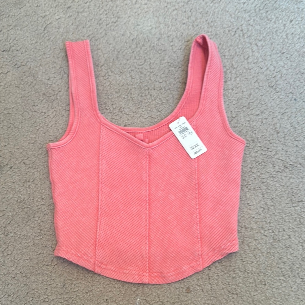 Aerie Pink Fitted Crop Tank Top